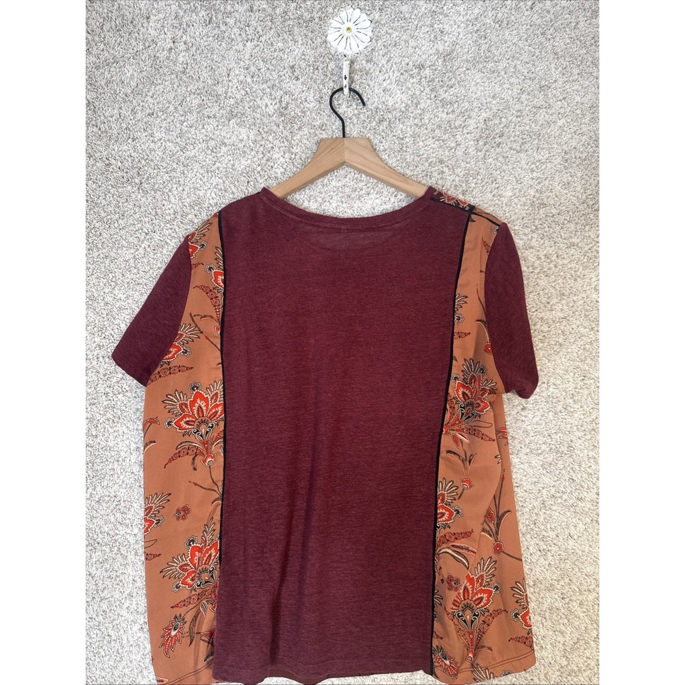 Scotch & Soda The Peaks Linen Blend Maroon Floral Paisley Print Top Size L - Picture 5 of 9